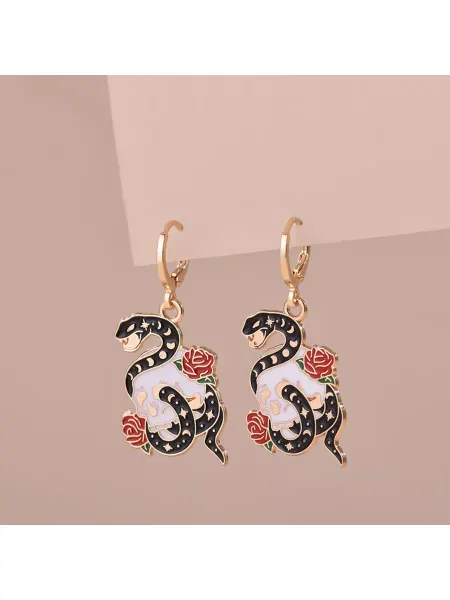 Be self true jewel Серьги длинные змеи и цветы череп аниме круглые кольца