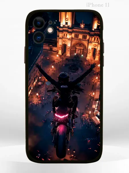 PRINTberries Чехол на iPHONE 11 с принтом girl мотоцикл
