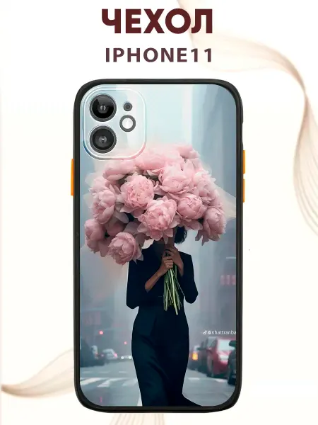 PRINTberries Чехол на IPHONE 11 с принтом Девушка с пионами