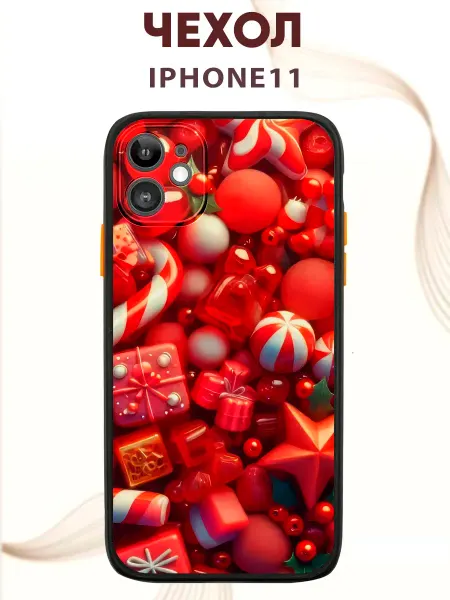 PRINTberries Чехол на IPHONE 11 с принтом рождественские игрушки
