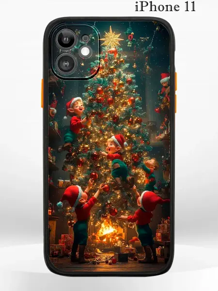 PRINTberries Чехол на iPhone 11 с принтом новогодний эльфы