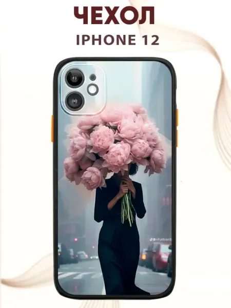 PRINTberries Чехол на IPHONE 12 с принтом Девушка с пионами