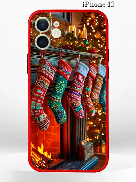 PRINTberries Чехол на iPhone 12 с принтом новогодний носок
