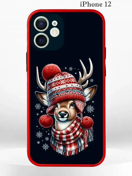 PRINTberries Чехол на iPhone 12 с принтом новогодний олень