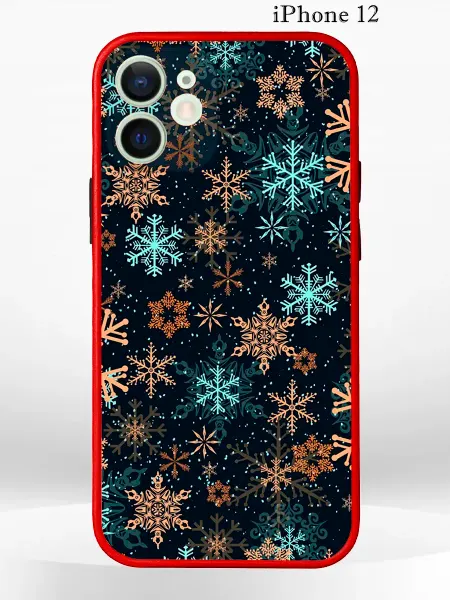 PRINTberries Чехол на iPhone 12 с принтом новогодний снежинки