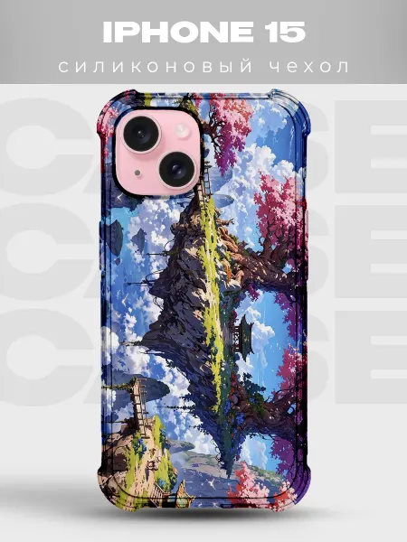 PRINTberries Чехол на iPhone 15 аниме тёмная эстетика синий