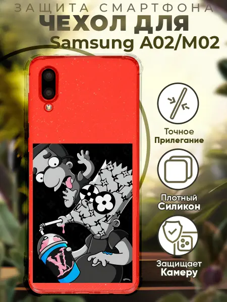 PRINTberries Чехол на SAMSUNG A02 с принтом барт симпсон