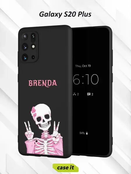 Case it Чехол на Samsung S20+с принтом Розовый скелет