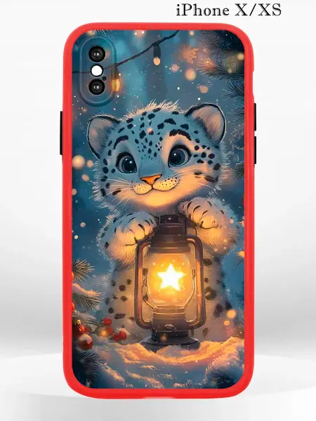PRINTberries Чехол на iPhone XS X с принтом новогодний барс