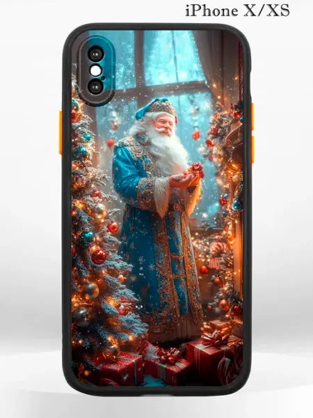 PRINTberries Чехол на iPhone XS X с принтом новогодний Дед Мороз