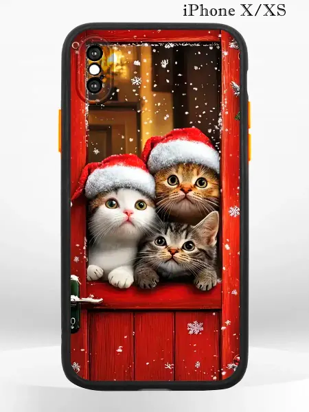 PRINTberries Чехол на iPhone XS X с принтом новогодний котята