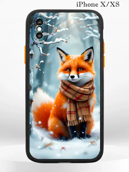 PRINTberries Чехол на iPhone XS X с принтом новогодний лис