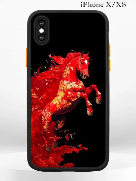 PRINTberries Чехол на iPhone XS X с принтом огненная лошадь