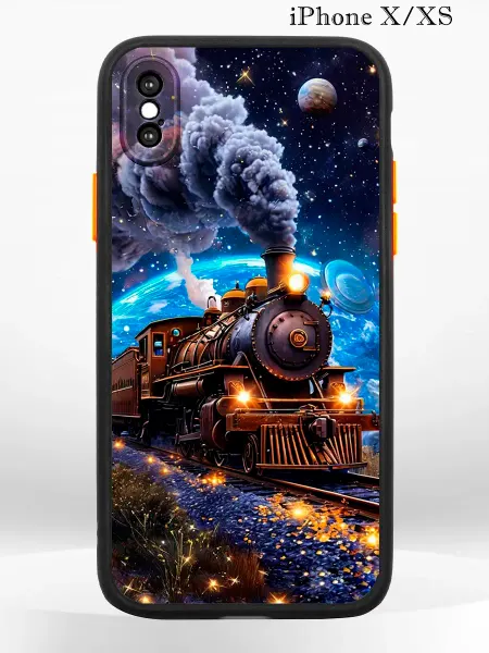 PRINTberries Чехол на iPhone XS X с принтом новогодний поезд