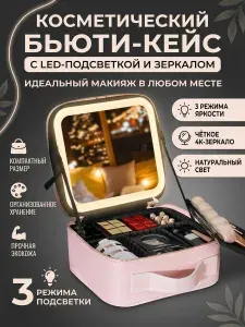 Дорожная косметичка с зеркалом и подсветкой