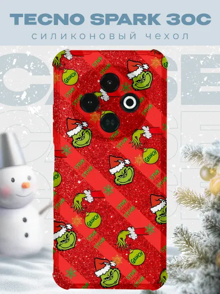 PRINTberries Новогодний чехол для телефона Tecno Spark 30C гринч