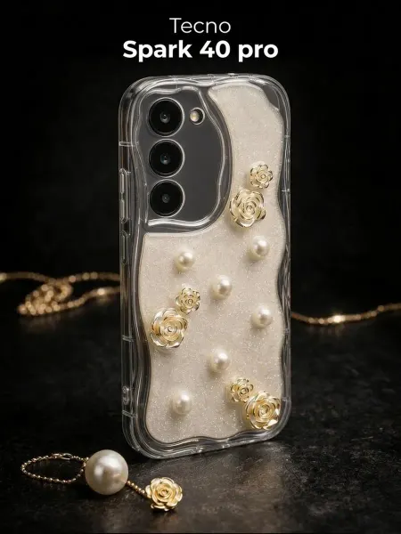 РИНОФОН Чехол с розами и жемчугом на Tecno Spark 40 Pro