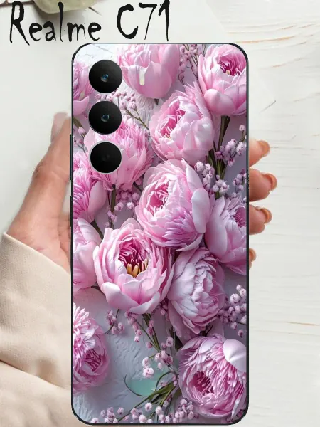 Анимемания Чехол на realme C71 рисунок пионы