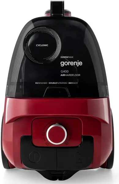 Gorenje Пылесос с контейнером VC2202G4AHR, 2200 Вт, 84 дБ, красный