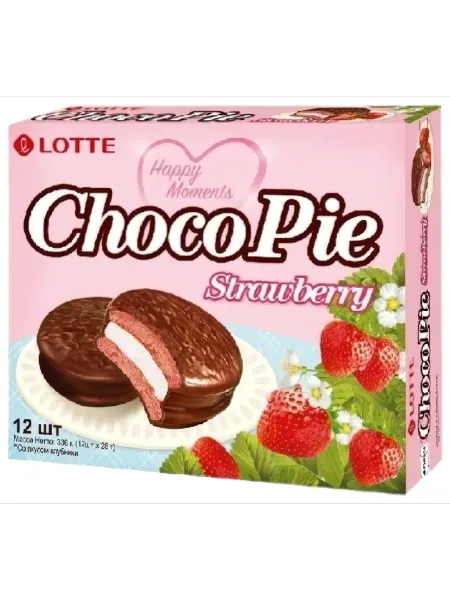 Печенье Lotte Choco Pie клубника 336 г