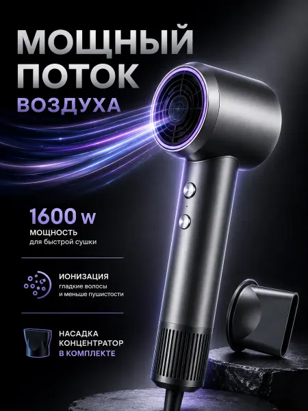 MIJIA Фен для волос с ионизацией 1600 Вт серый