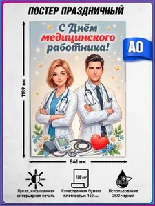 Плакат, постер на День медицинского работника / А-0 (84x119 см.)