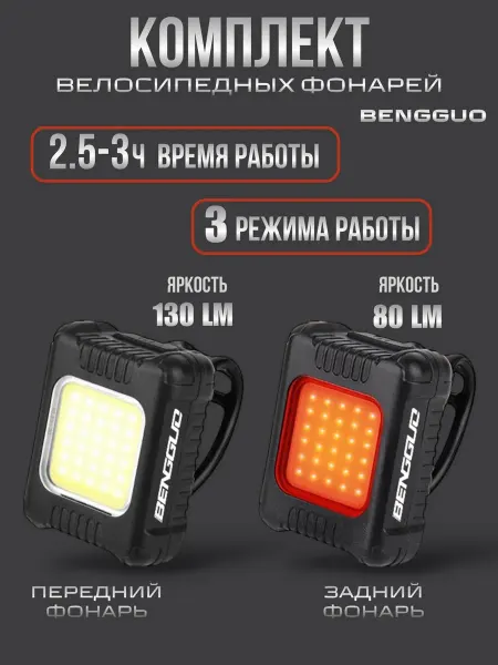 Fettle Комплект велосипедных фонарей на клипсе