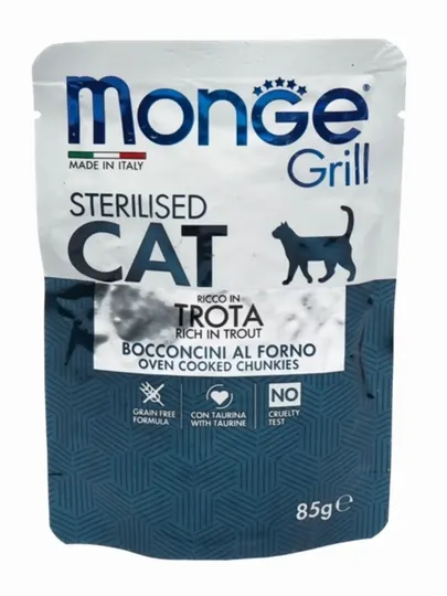 Влажный корм пауч Monge Grill Sterilised форель 85 грамм