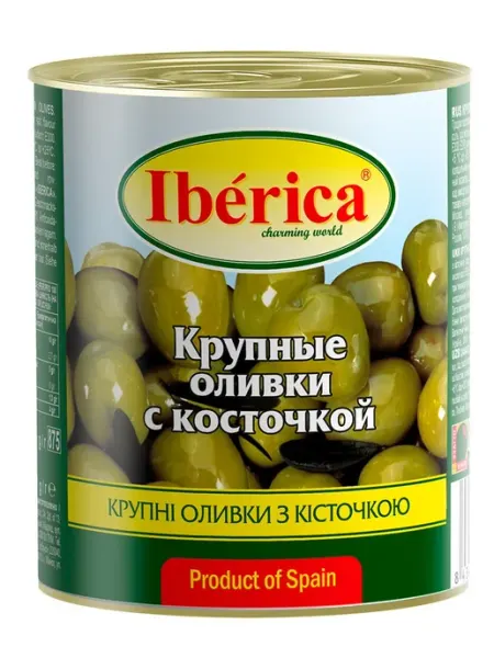 Оливки Iberica зеленые крупные с косточкой 875 г