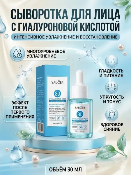 Usya6 Сыворотка для лица SADOER 8D Hyaluronic Acid Serum