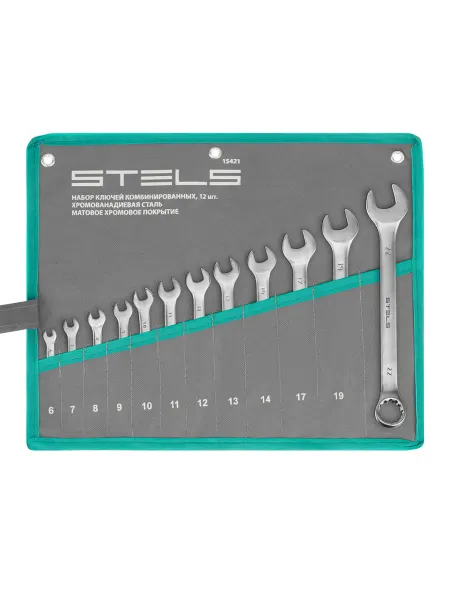 STELS Набор ключей комбинированных 6-22 мм, 12шт, CrV, 15421