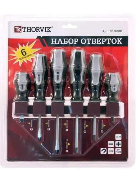 THORVIK Набор отверток стержневых на держателе, 6 предметов