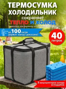 Термосумка холодильник 40 литров с хладоэлементами