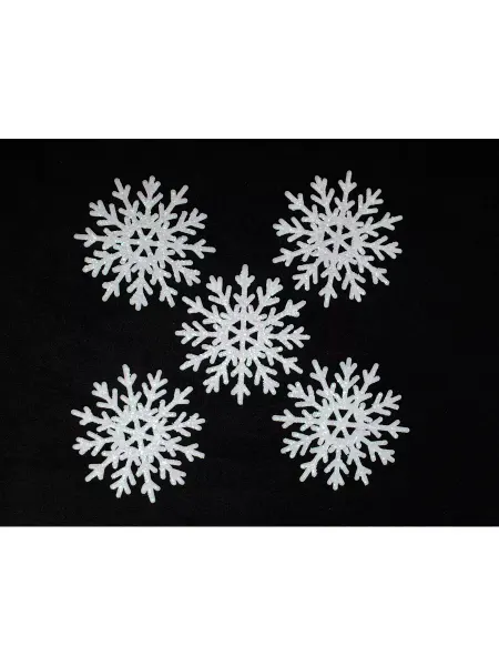 Happy new year Ёлочная игрушка снежинка с блестками 9 см - 10 шт