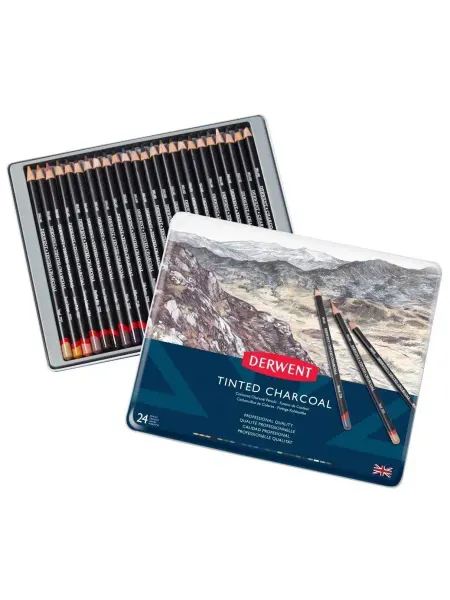 Derwent Угольные карандаши Tinted Charcoal набор 24 цвета