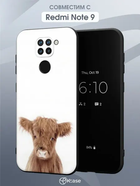 Kcase Чехол на Xiaomi Redmi Note 9 с принтом Бычок