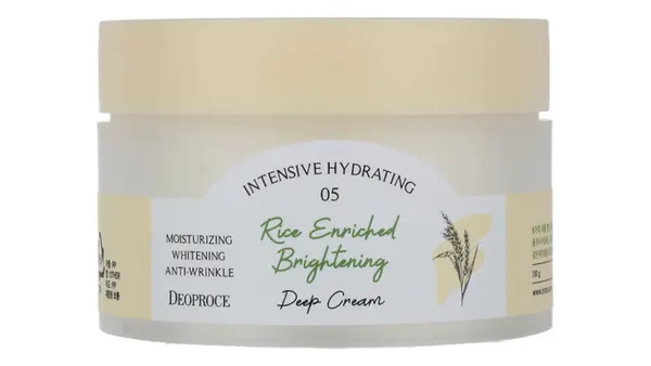 Крем Deoproce Natural Skin Rice Enriched Brightening Deep Cream, Осветляющий крем для лица с экстрактами злаковых культур, 100 г