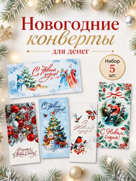 Дарите Счастье Конверты для денег, набор 5 шт, 8 Марта