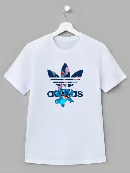 Nuobi Kids Детская Футболка Лило и Стич Стич Мультяшный Принт Adidas