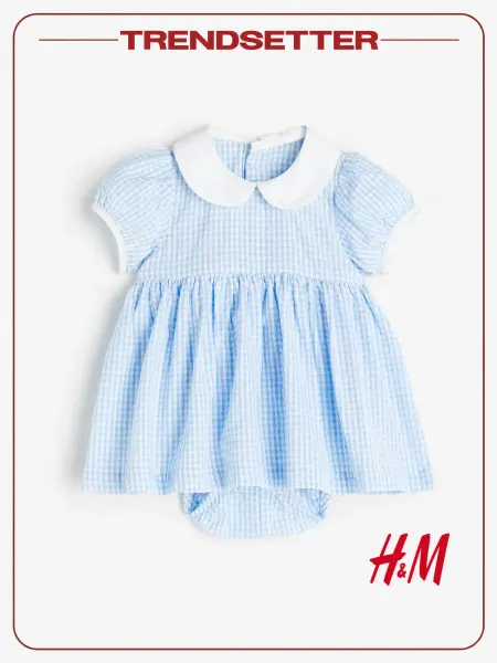 H&M Платье боди для малышей с коротким рукавом в клетку