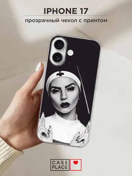 Чехол на Apple iPhone 17 / Айфон 17 с принтом Черная монашка