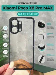 Чехол на Xiaomi Poco X8 Pro Max / Поко Х8 Про Макс прозрачный с силиконовым кантом Crystal Case (Темно-синий)