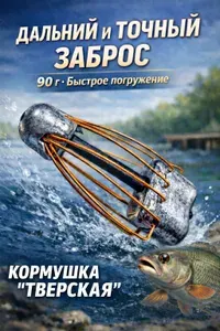 Фидерная кормушка клетка 90 г для донной ловли "Тверская" 1шт, груз кормушка для дальнего заброса на течении