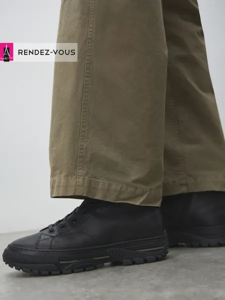 Tendance Кроссовки высокие зимние кожаные с мехом