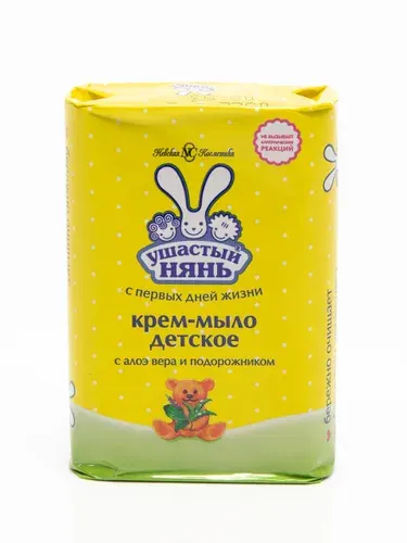 Крем-мыло туалетное детское Ушастый нянь, с экстрактом алоэ вера и подорожника, 90г