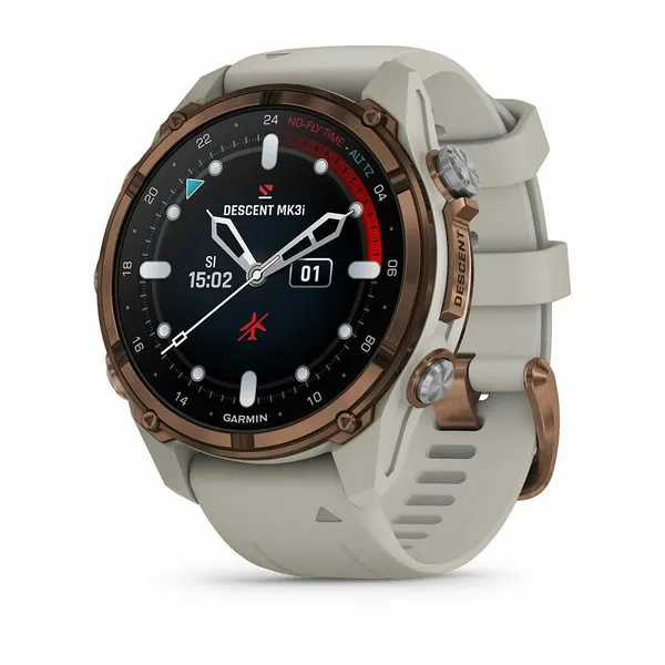 Умные часы Garmin DESCENT MK3I 43 мм, титановый, бронзовый безель PVD, серый силиконовый ремешок (010-02753-14)