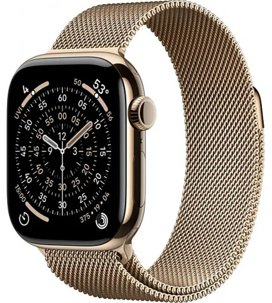 Часы Apple Watch Series 11 42mm Gold Titanium Case With Gold Milanese Loop (Золотой)