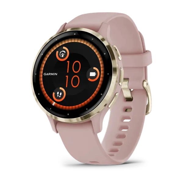 Смарт-часы Garmin Venu 3S 41mm Pink Dawn Gold, с розовым ремешком