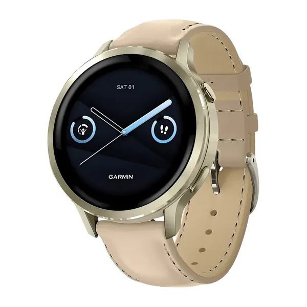 Умные часы Garmin Venu 4 41mm Lunar Gold with Bone Silicone Band and Light Sand leather band