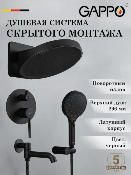Gappo Душевая система скрытого монтажа встраиваемая G7106-6